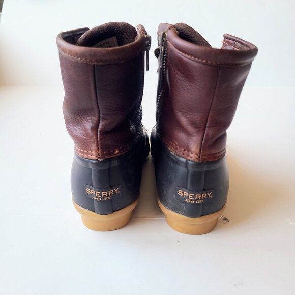 Sperry Saltwater Women's Duckboots Brown Leather/Navy Blue Size 6M - Picture 8 of 12